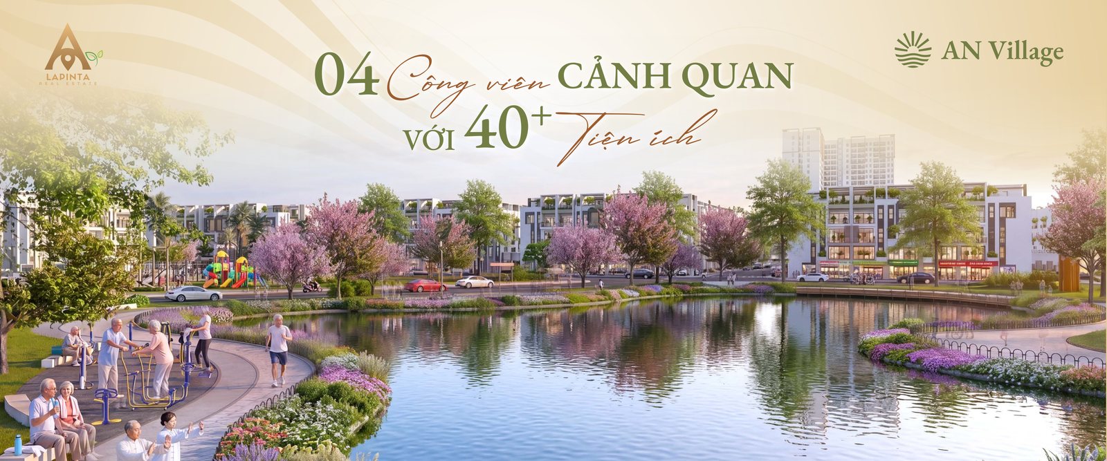 Công viên cảnh quan và tiện ích nội khu dự án AN Village (La Pinta) Cửa Lò