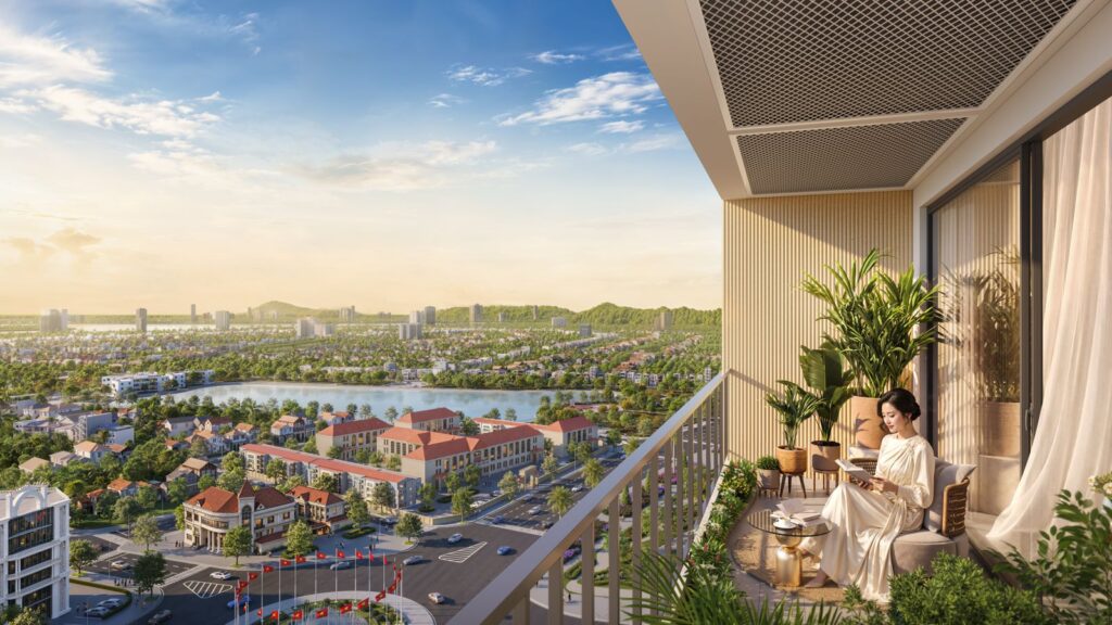 Từ chung cư Sun Vinh tòa Sky 37 nhìn ra hồ Goong, cách dự án khoảng 360 m