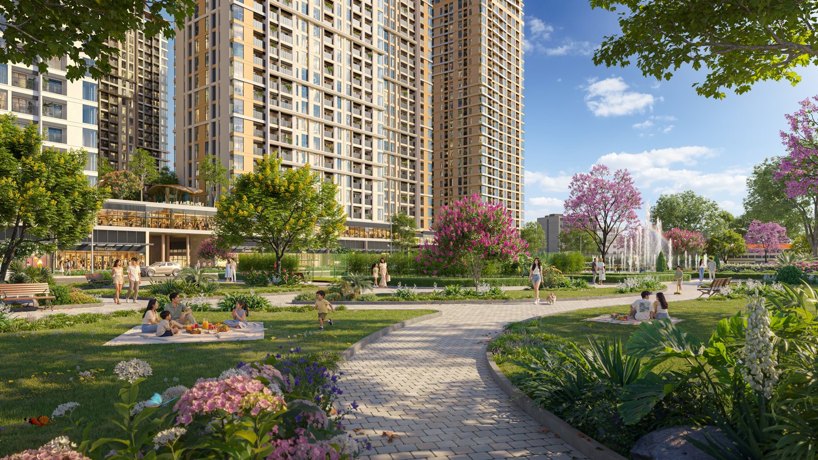 Chung cư Sun Vinh (Sun Glory Residence) nhìn từ khu công viên Trần Huy Liệu, phường Trường Vinh