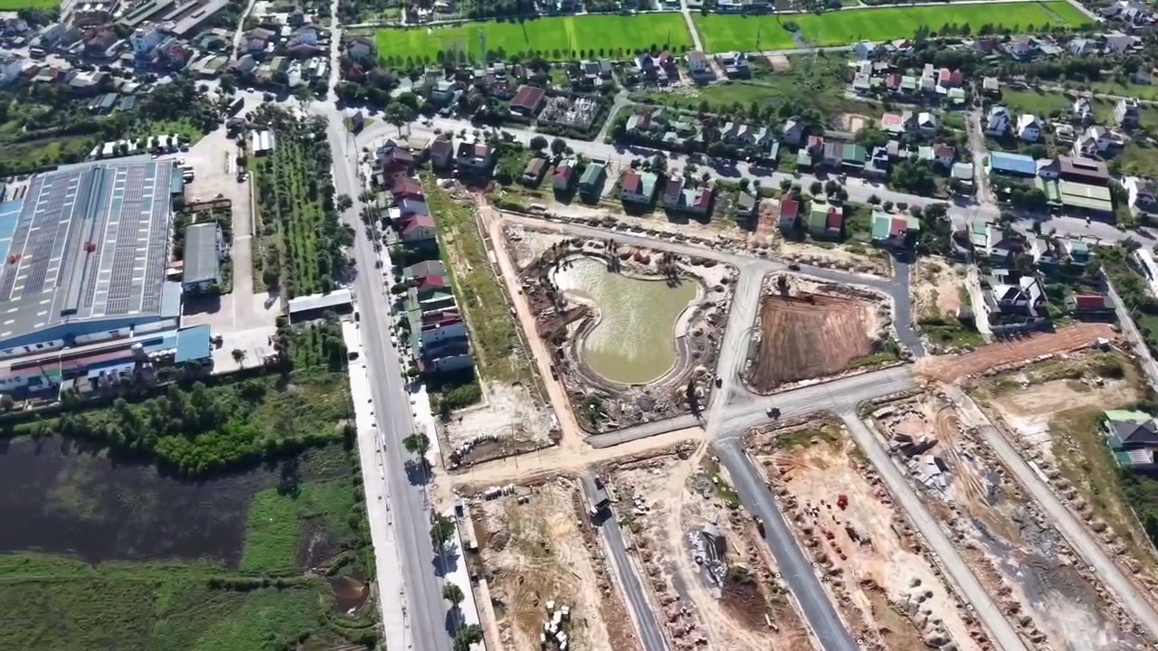 Flycam AN Village Cửa Lò - hạ tầng nội khu và hồ điều hòa