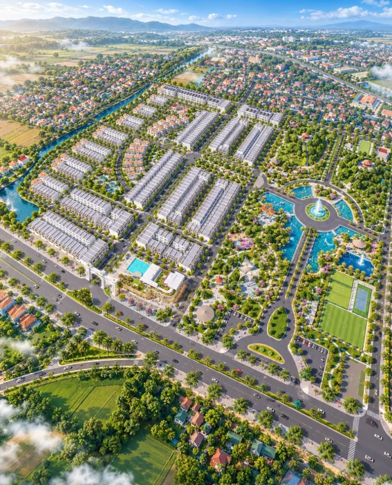 Phối cảnh toàn cảnh Park City Nam Đàn (Nam Đàn New Central) tại xã Vạn An, Nghệ An