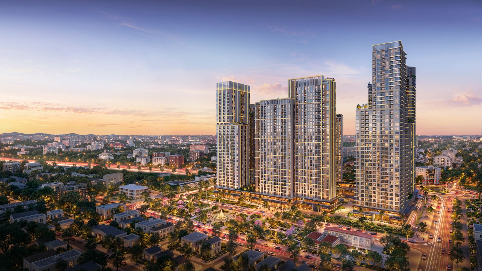 Tòa Legend chung cư Sun Trường Vinh nhìn từ trên cao